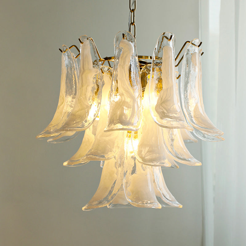Lampadario in Vetro a Petali a Strati