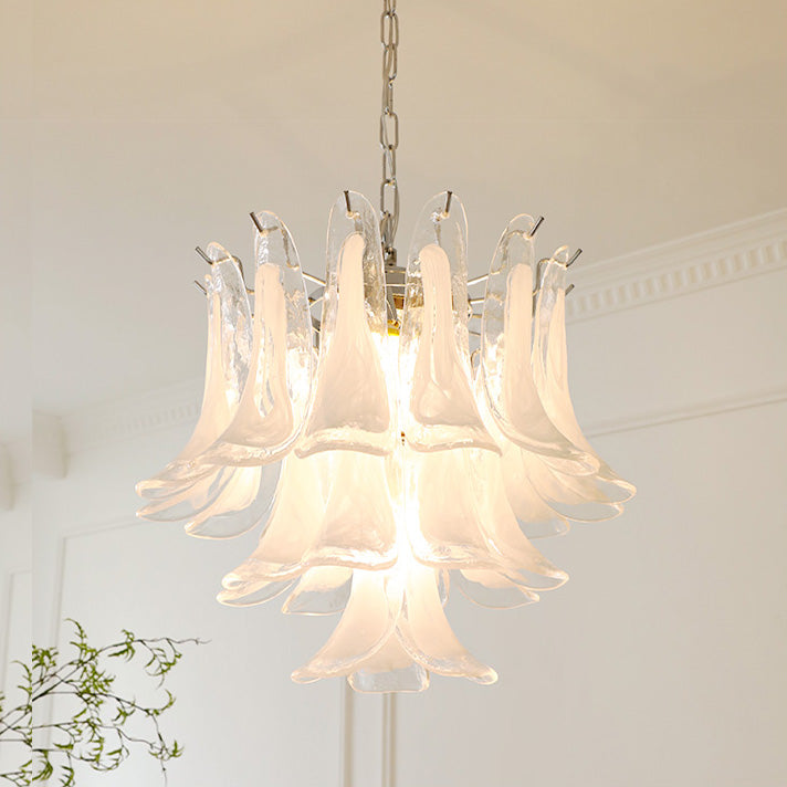 Lampadario in Vetro a Petali a Strati