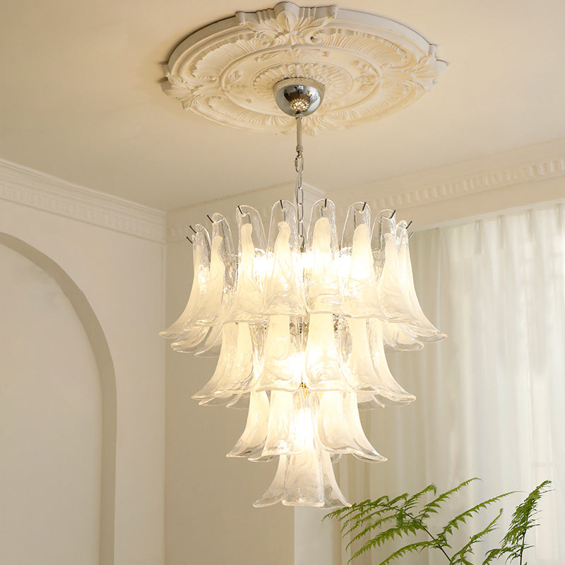 Lampadario in Vetro a Petali a Strati