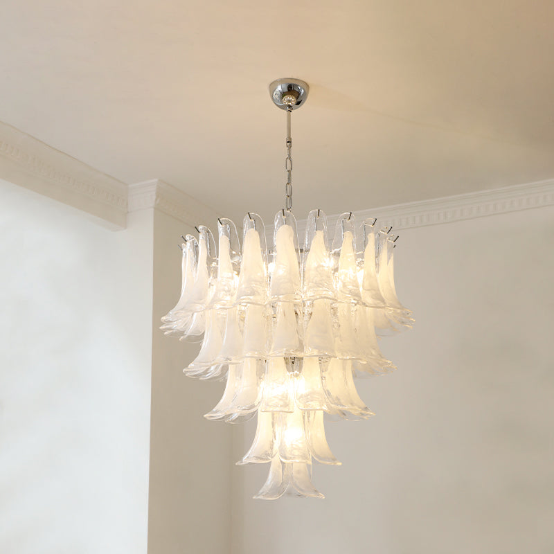 Lampadario in Vetro a Petali a Strati
