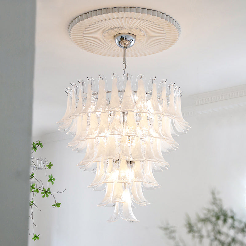 Lampadario in Vetro a Petali a Strati