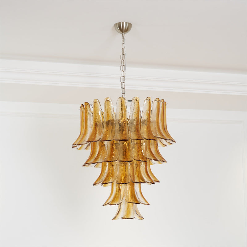 Lampadario in Vetro a Petali a Strati