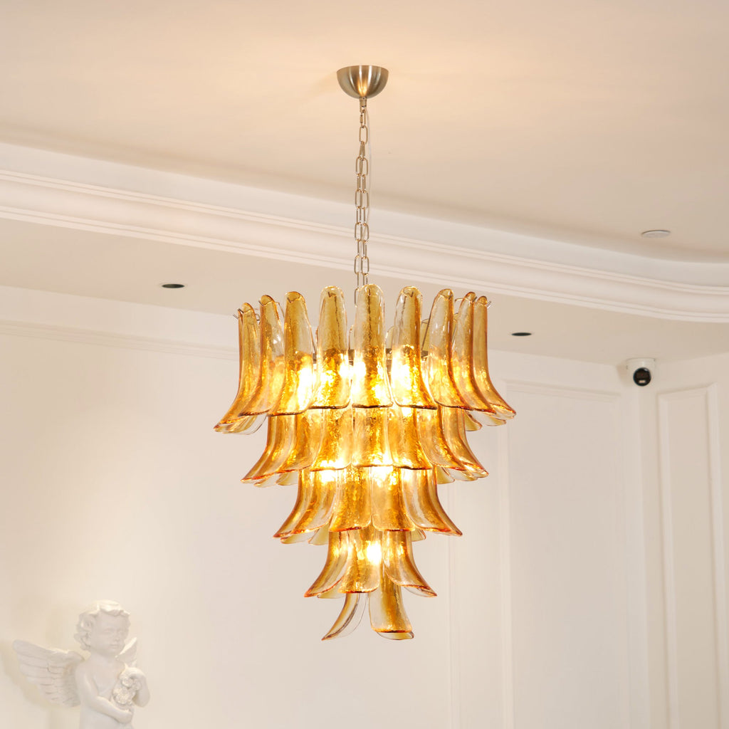 Lampadario in Vetro a Petali a Strati