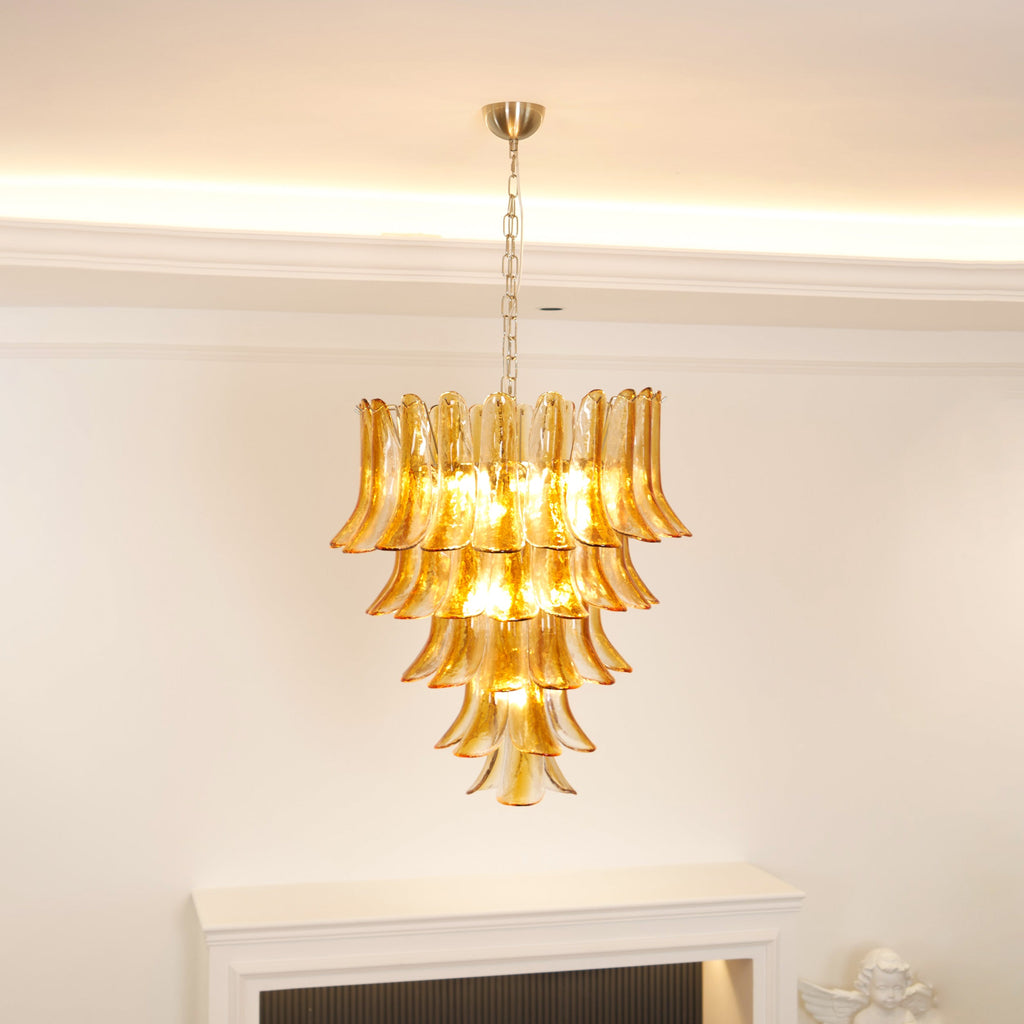 Lampadario in Vetro a Petali a Strati
