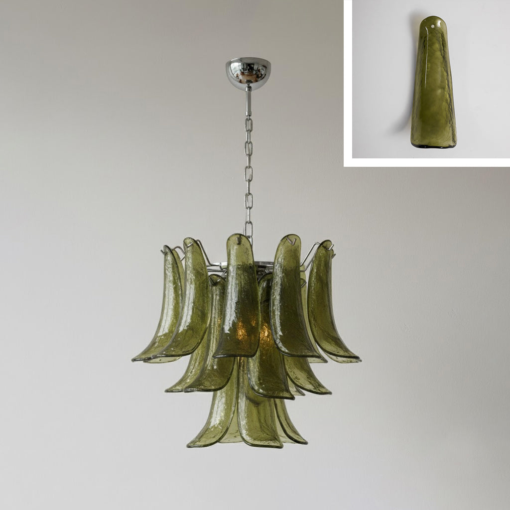 Lampadario in Vetro a Petali a Strati