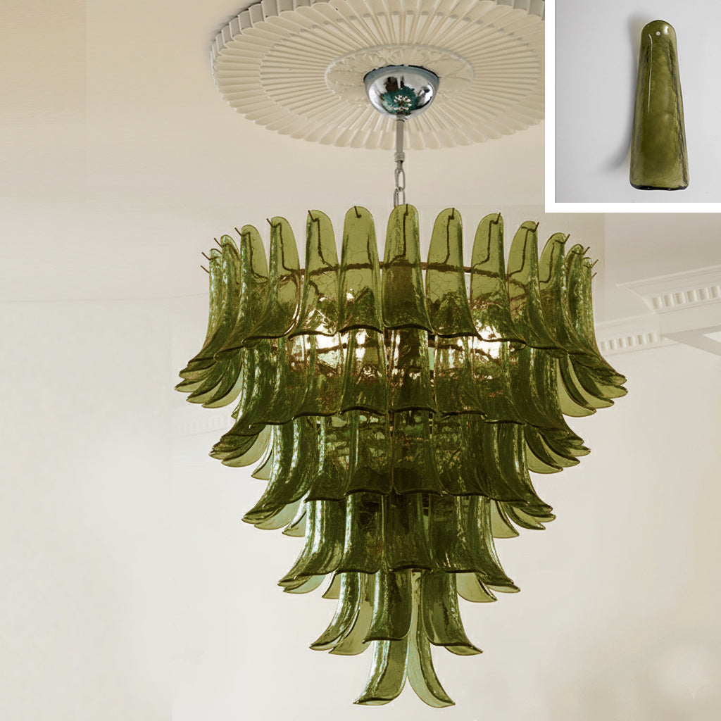 Lampadario in Vetro a Petali a Strati