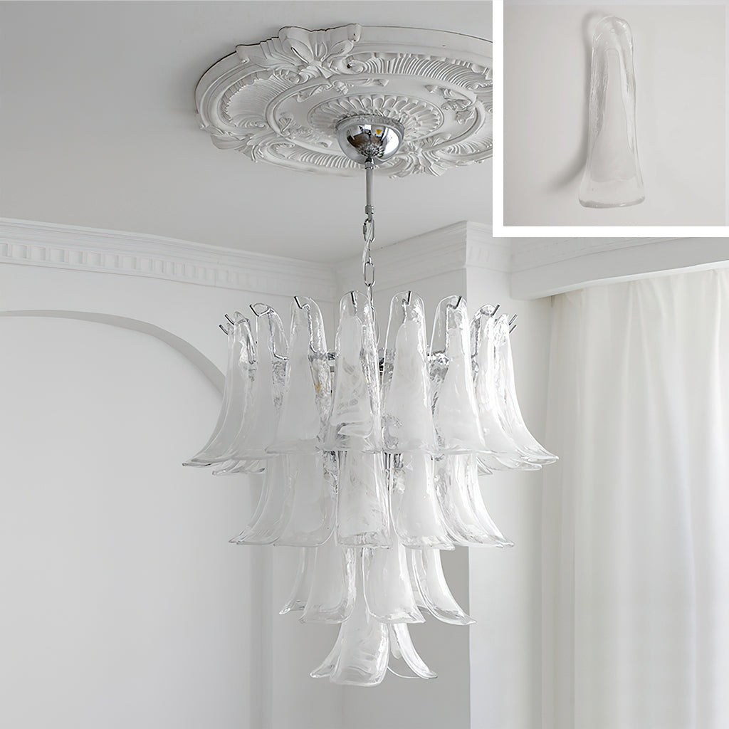 Lampadario in Vetro a Petali a Strati