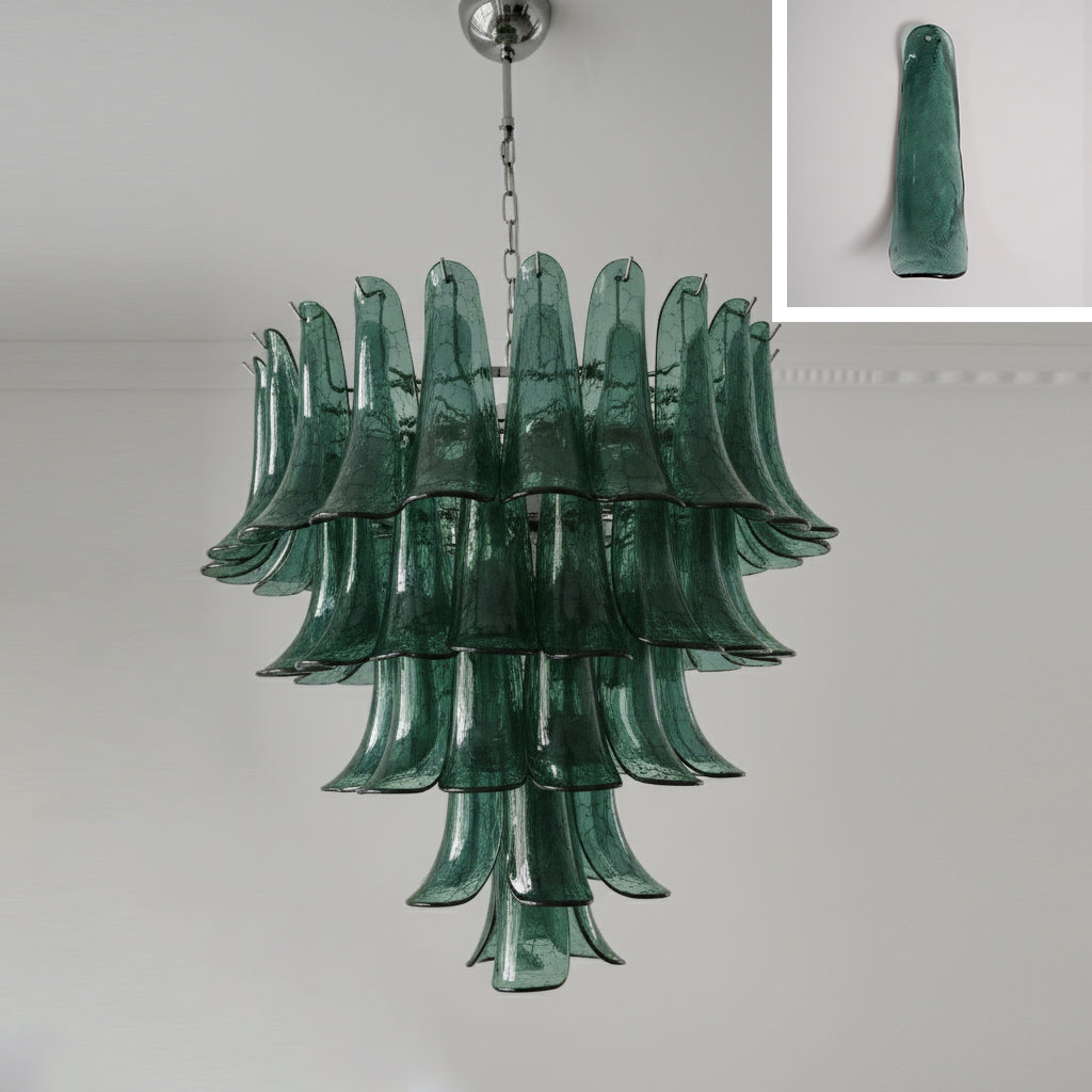 Lampadario in Vetro a Petali a Strati