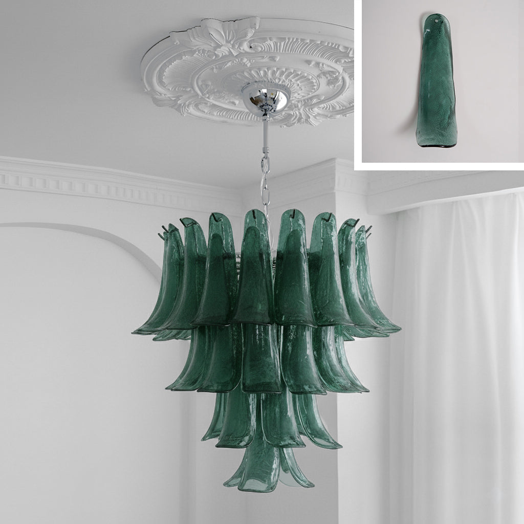 Lampadario in Vetro a Petali a Strati