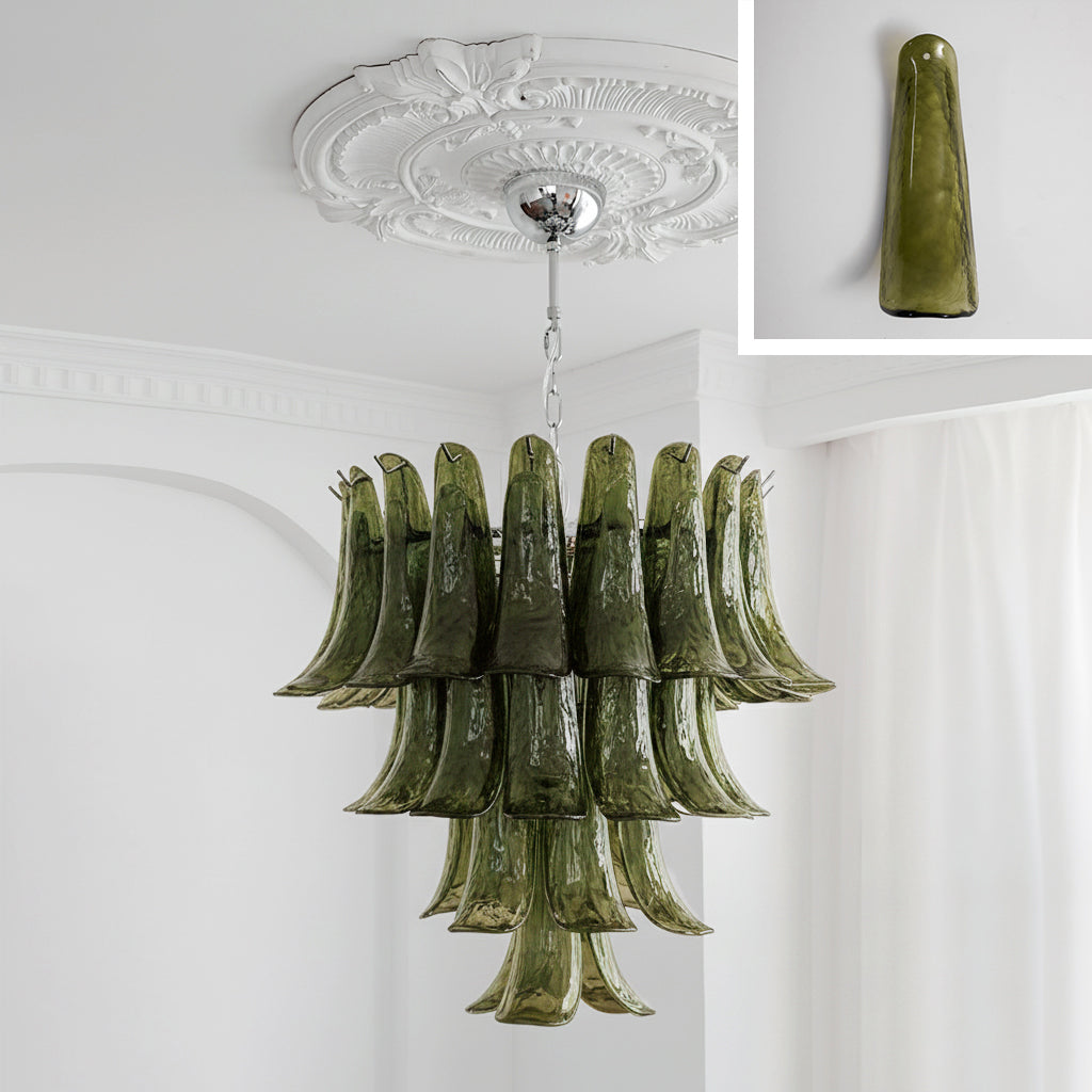 Lampadario in Vetro a Petali a Strati