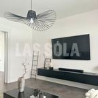 Ritta Lampade a Sospensione Tessuto Nero/Bianco/Oro/Marrone Fiore Moderne