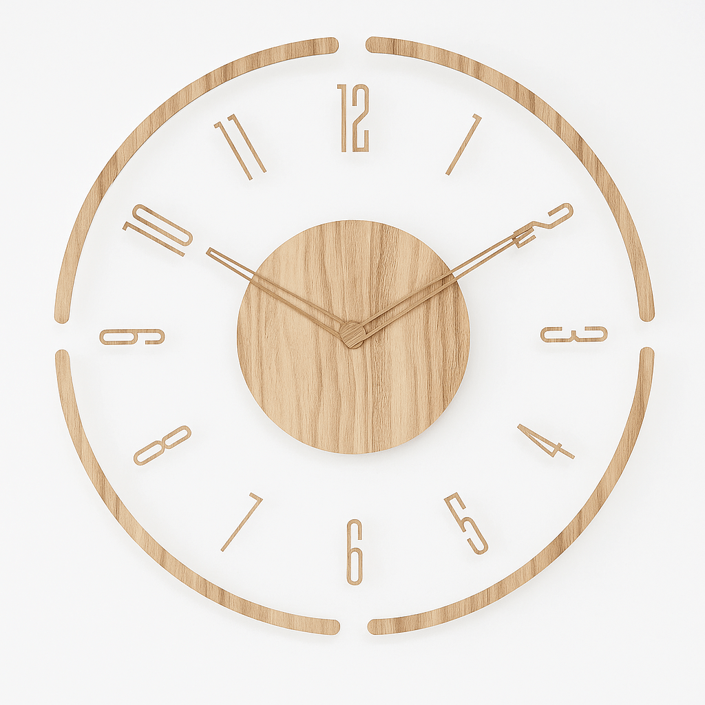 Orologio Nordico – Orologio da parete silenzioso in design scandinavo in legno naturale