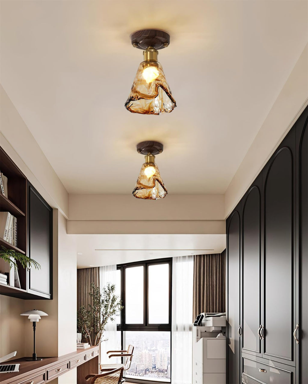 Velimo Luce a Soffitto in Vetro Ambra