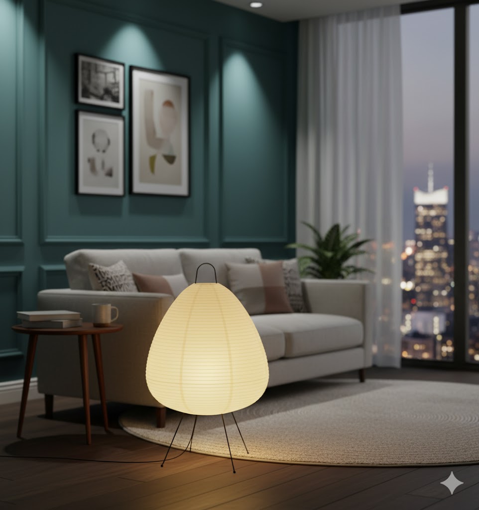 Lampada in Carta Nari – Luce da Tavolo LED Moderna con Luce Calda
