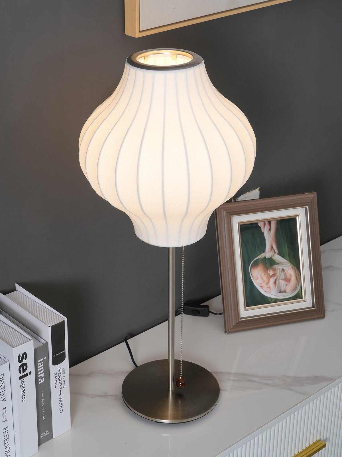 Lampada da Tavolo Bubble in Seta Finta