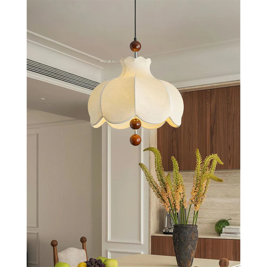 Nelyora Lampada a sospensione – Tessuto e legno – Toni caldi – Ø40 cm – Stile vintage per sala da pranzo e soggiorno