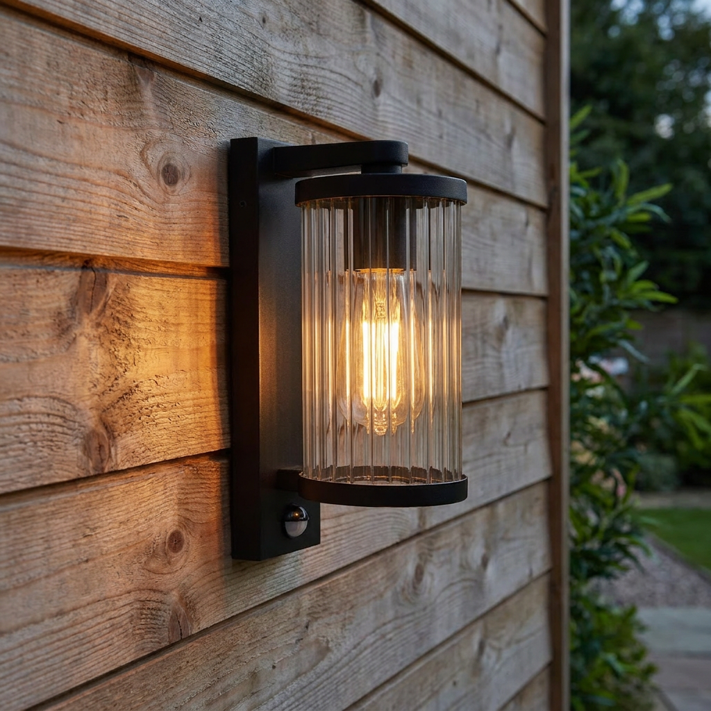 Newcombe Black PIR Luce da Parete Esterna Nera