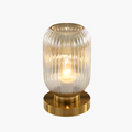 Lampada da tavolo Nisson – Ferro e vetro colorato – Bianco/Grigio/Ambra/Verde – Ø13/Ø20 cm – Design elegante per ambienti raffinati