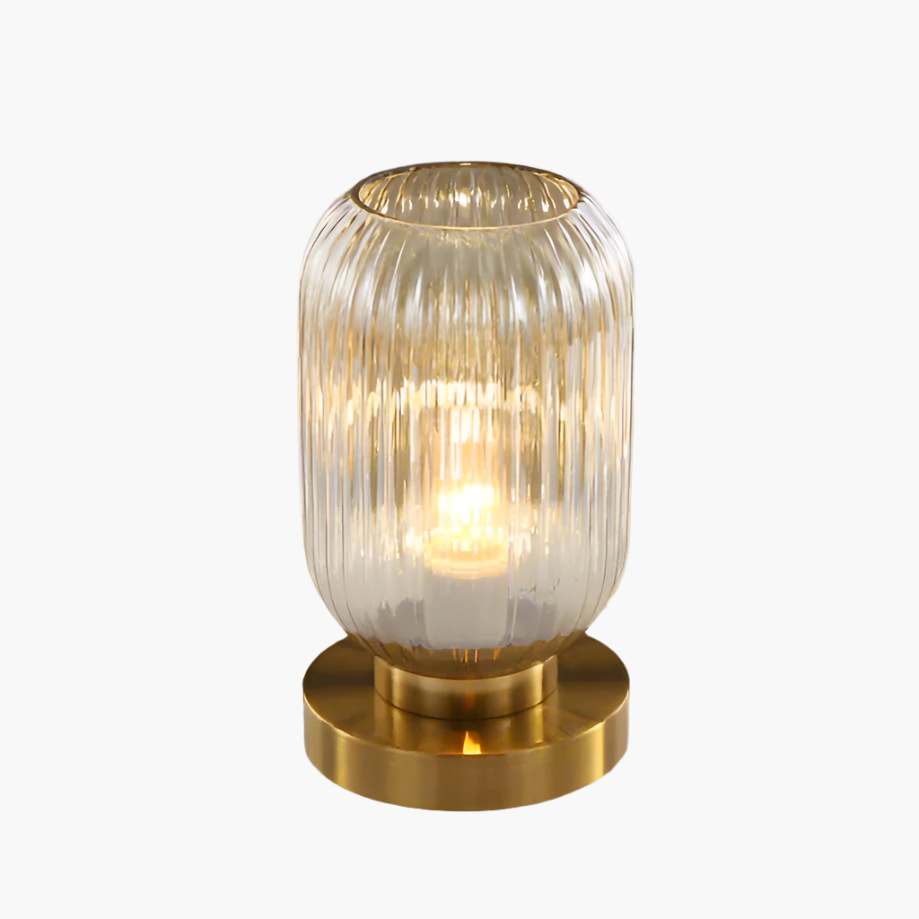 Lampada da tavolo Nisson – Ferro e vetro colorato – Bianco/Grigio/Ambra/Verde – Ø13/Ø20 cm – Design elegante per ambienti raffinati