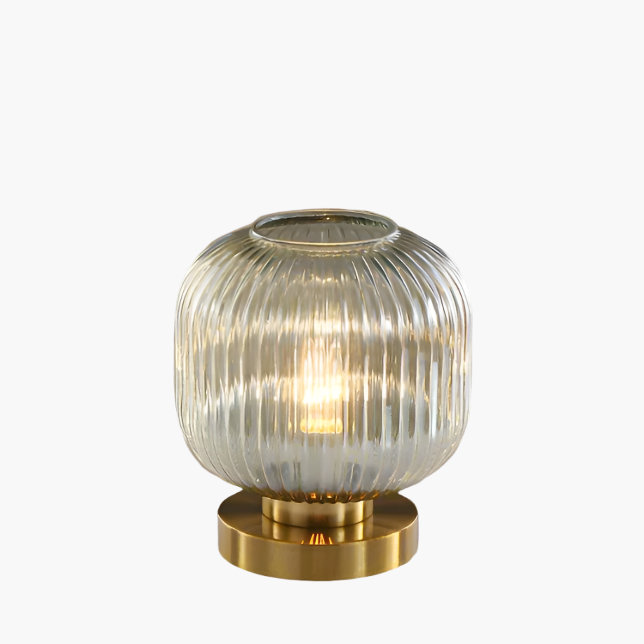 Lampada da tavolo Nisson – Ferro e vetro colorato – Bianco/Grigio/Ambra/Verde – Ø13/Ø20 cm – Design elegante per ambienti raffinati