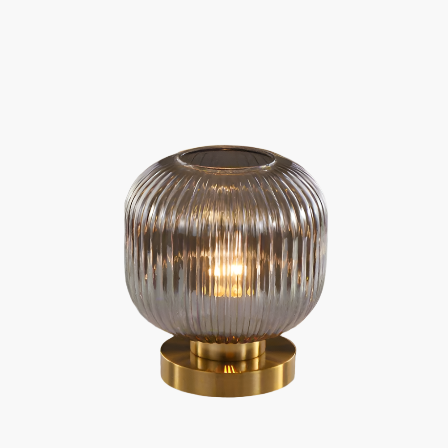 Lampada da tavolo Nisson – Ferro e vetro colorato – Bianco/Grigio/Ambra/Verde – Ø13/Ø20 cm – Design elegante per ambienti raffinati