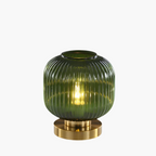 Lampada da tavolo Nisson – Ferro e vetro colorato – Bianco/Grigio/Ambra/Verde – Ø13/Ø20 cm – Design elegante per ambienti raffinati