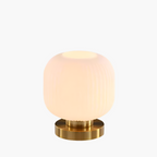 Lampada da tavolo Nisson – Ferro e vetro colorato – Bianco/Grigio/Ambra/Verde – Ø13/Ø20 cm – Design elegante per ambienti raffinati