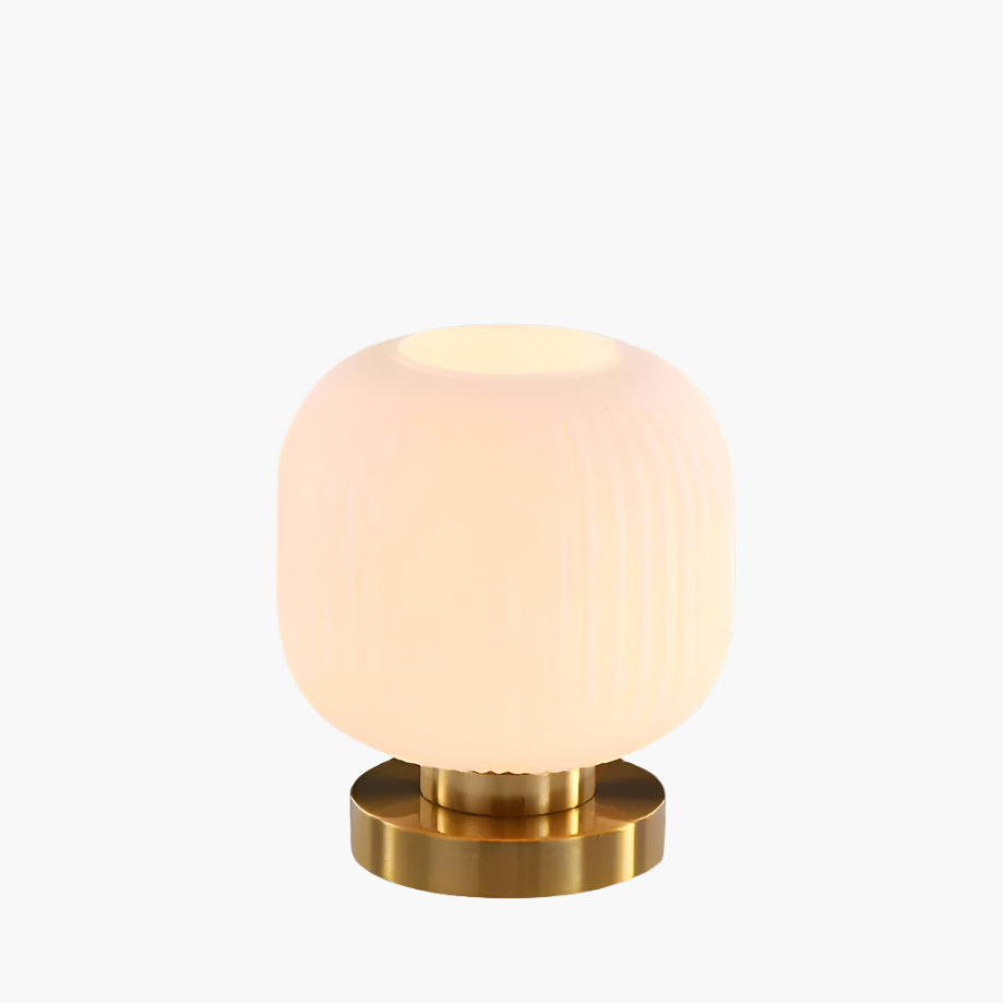 Lampada da tavolo Nisson – Ferro e vetro colorato – Bianco/Grigio/Ambra/Verde – Ø13/Ø20 cm – Design elegante per ambienti raffinati