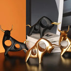 Scultura di Toro in Resina Noir Aureum