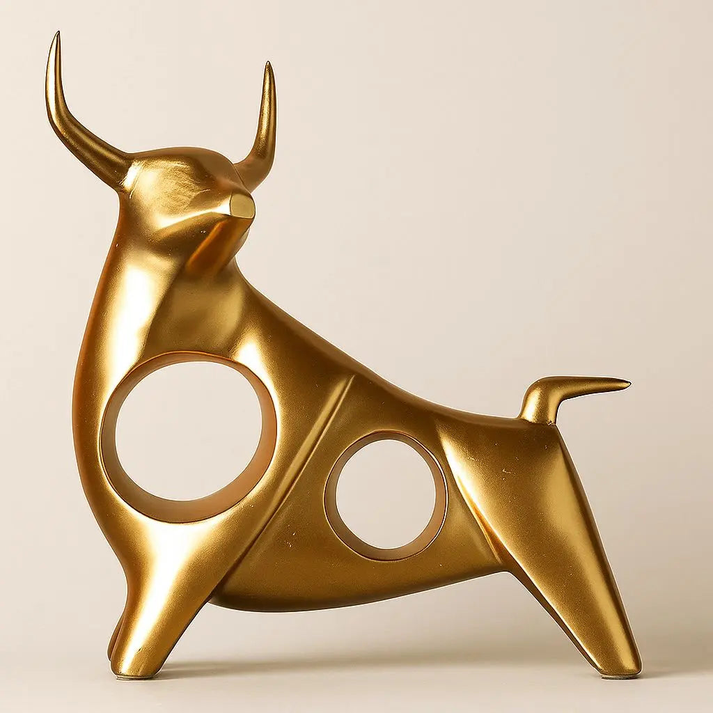 Scultura di Toro in Resina Noir Aureum