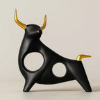 Scultura di Toro in Resina Noir Aureum