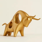 Scultura di Toro in Resina Noir Aureum