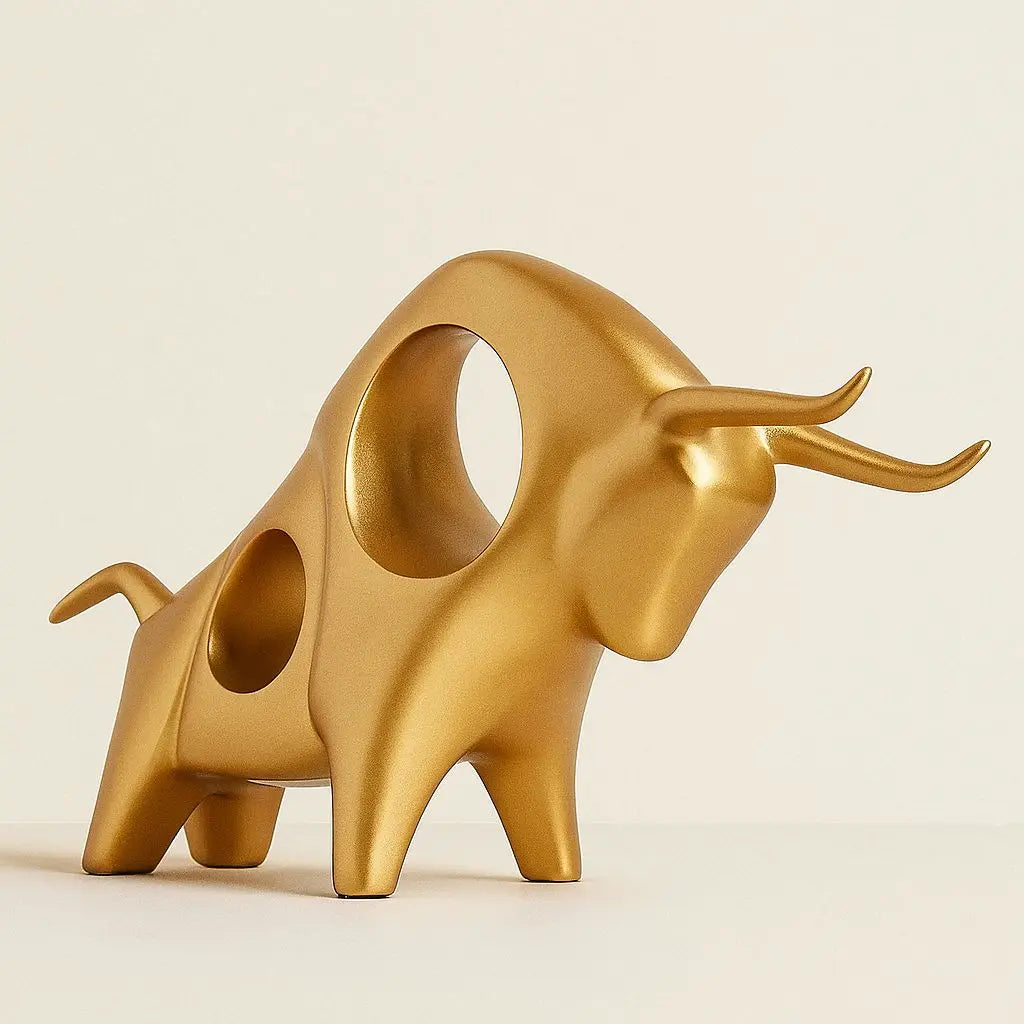 Scultura di Toro in Resina Noir Aureum