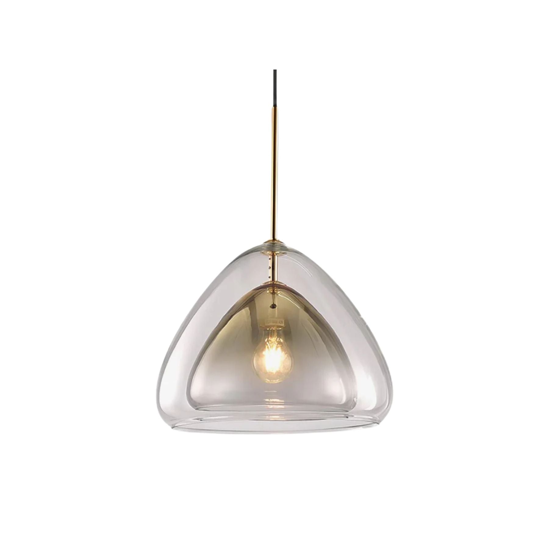 Lampada a sospensione Nolvero – Vetro – Trasparente/Oro – E27 – Design moderno