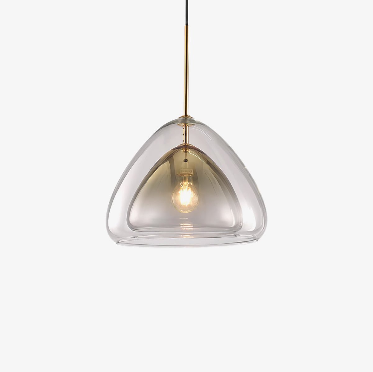 Lampada a sospensione Nolvero – Vetro – Trasparente/Oro – E27 – Design moderno