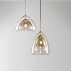 Lampada a sospensione Nolvero – Vetro – Trasparente/Oro – E27 – Design moderno
