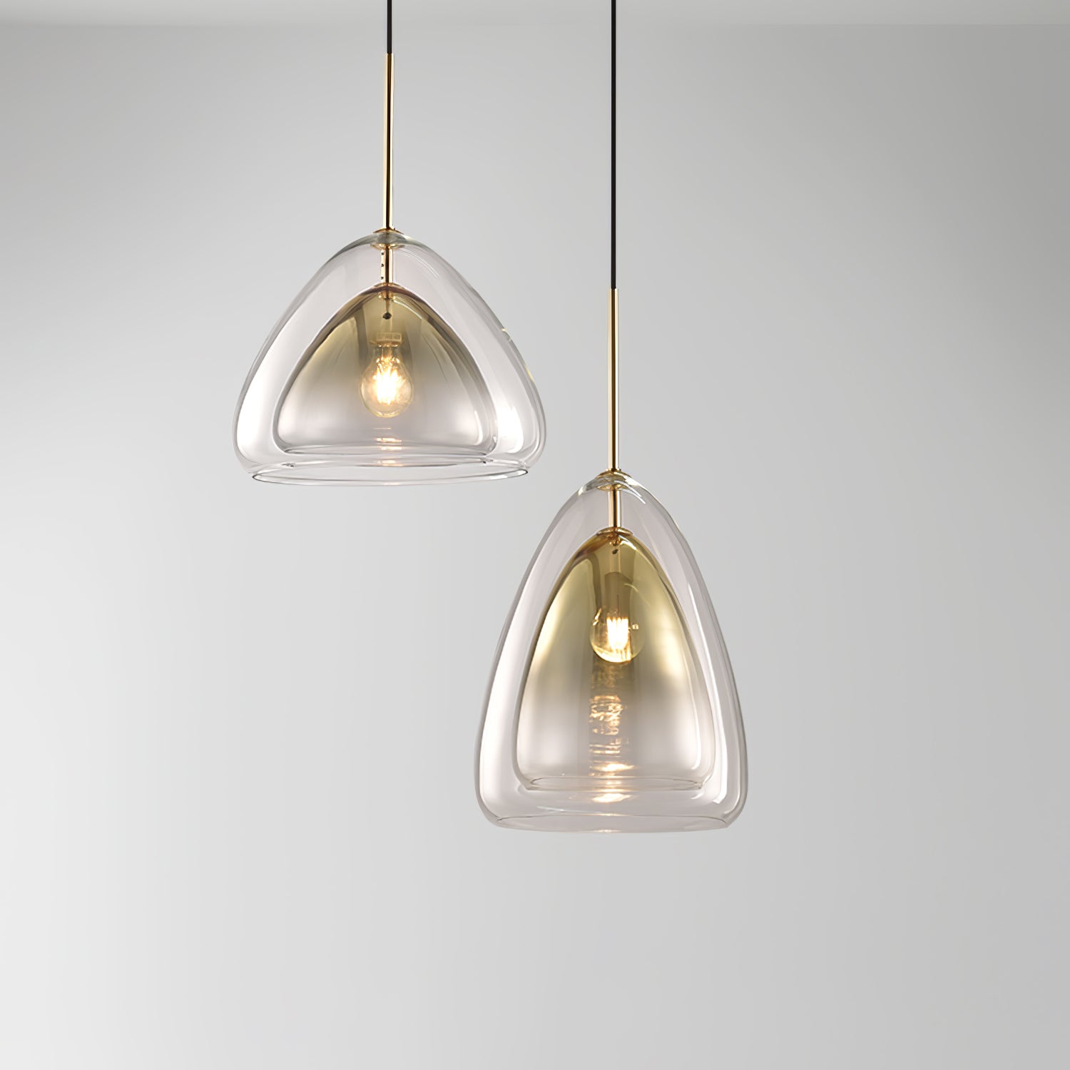 Lampada a sospensione Nolvero – Vetro – Trasparente/Oro – E27 – Design moderno