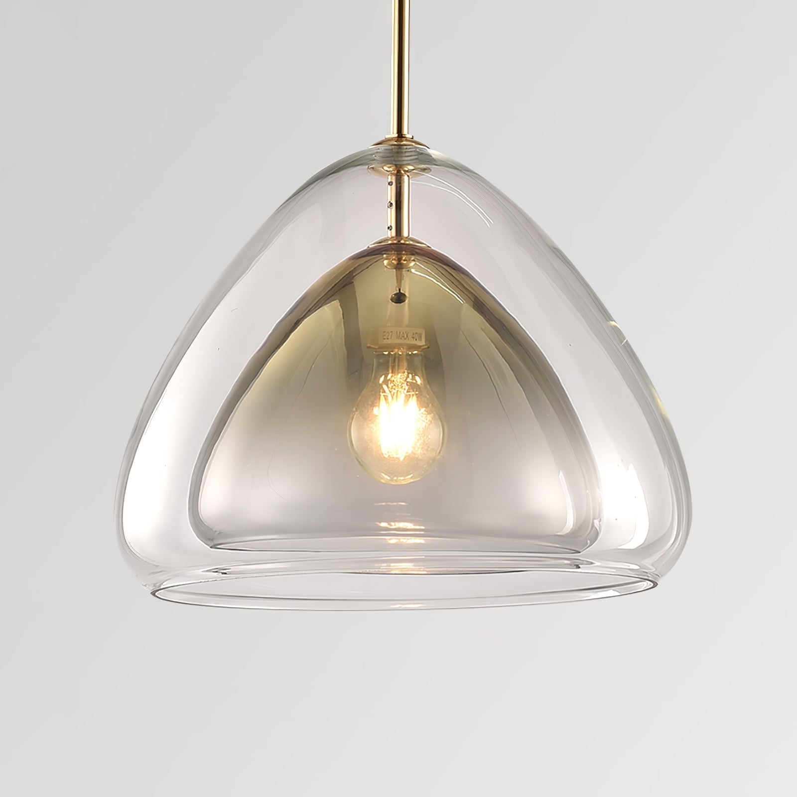 Lampada a sospensione Nolvero – Vetro – Trasparente/Oro – E27 – Design moderno