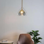 Lampada a sospensione Nolvero – Vetro – Trasparente/Oro – E27 – Design moderno