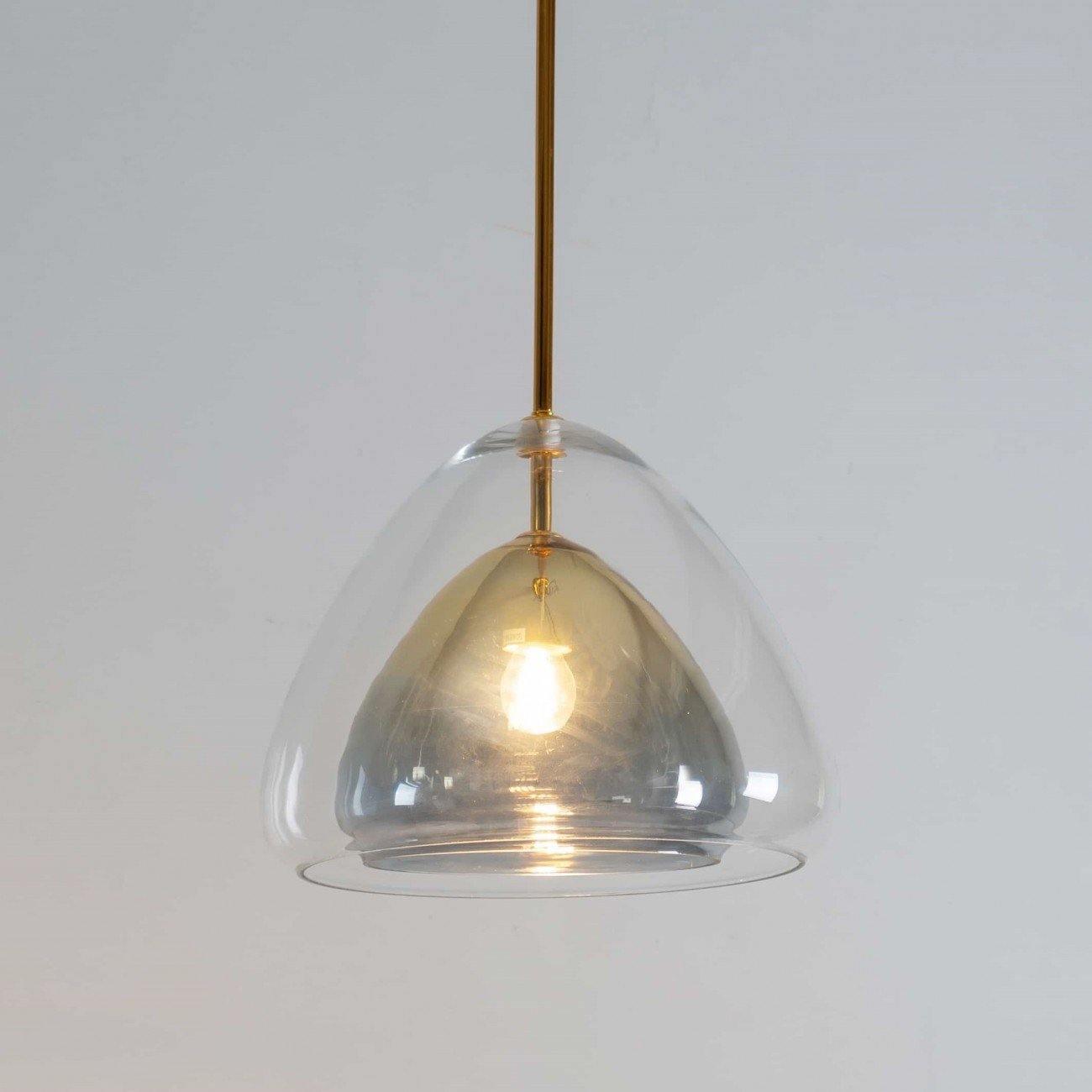 Lampada a sospensione Nolvero – Vetro – Trasparente/Oro – E27 – Design moderno