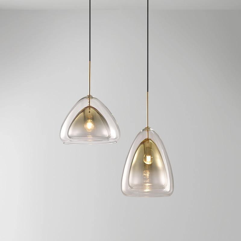 Lampada a sospensione Nolvero – Vetro – Trasparente/Oro – E27 – Design moderno
