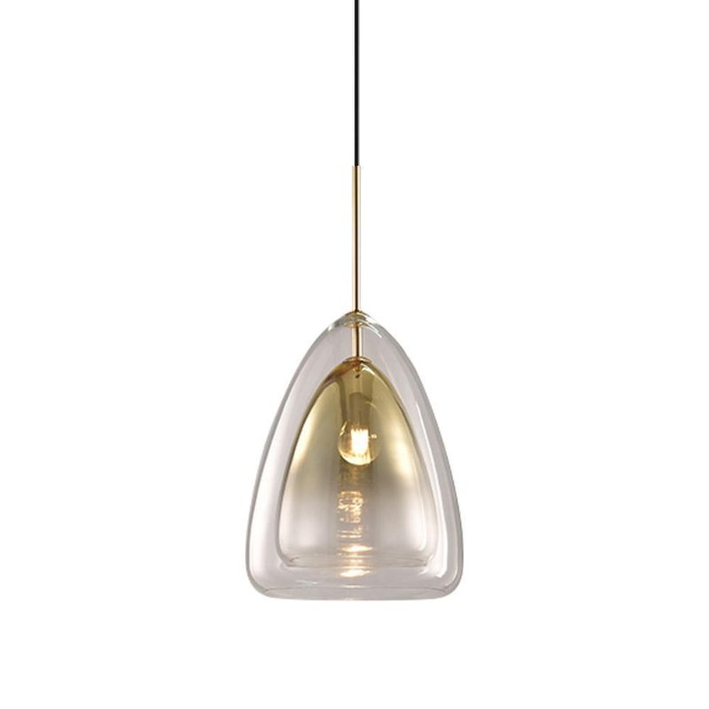 Lampada a sospensione Nolvero – Vetro – Trasparente/Oro – E27 – Design moderno