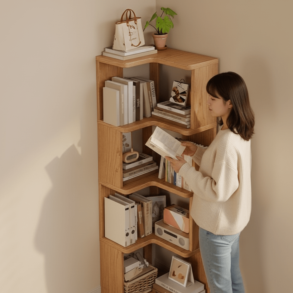 ARDENVELL – Armadio angolare in legno di pino lavorato in stile scandinavo per eleganza e funzionalità salvaspazio