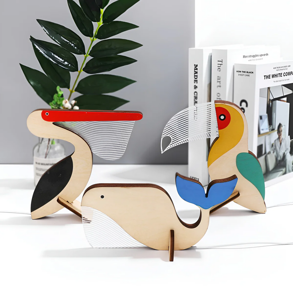 Lampada LED in Legno Animale Nordica - Alimentata da USB