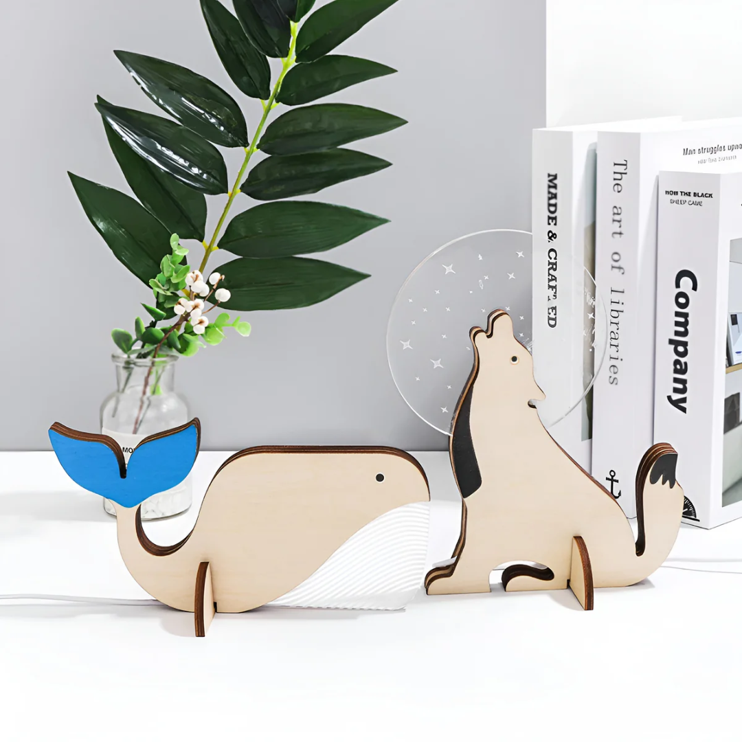 Lampada LED in Legno Animale Nordica - Alimentata da USB
