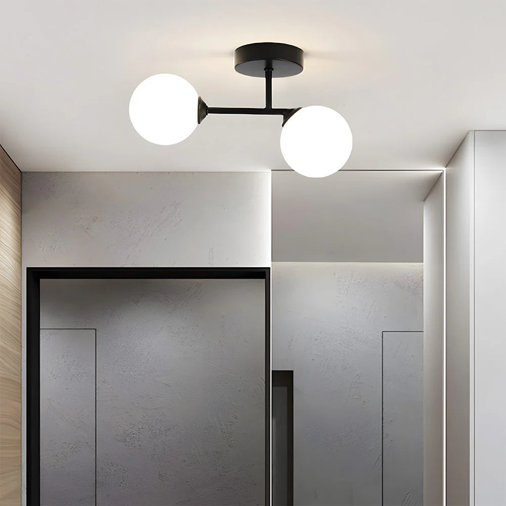 Moderna Lampada da Soffitto in Vetro a Doppia Testa Nordica