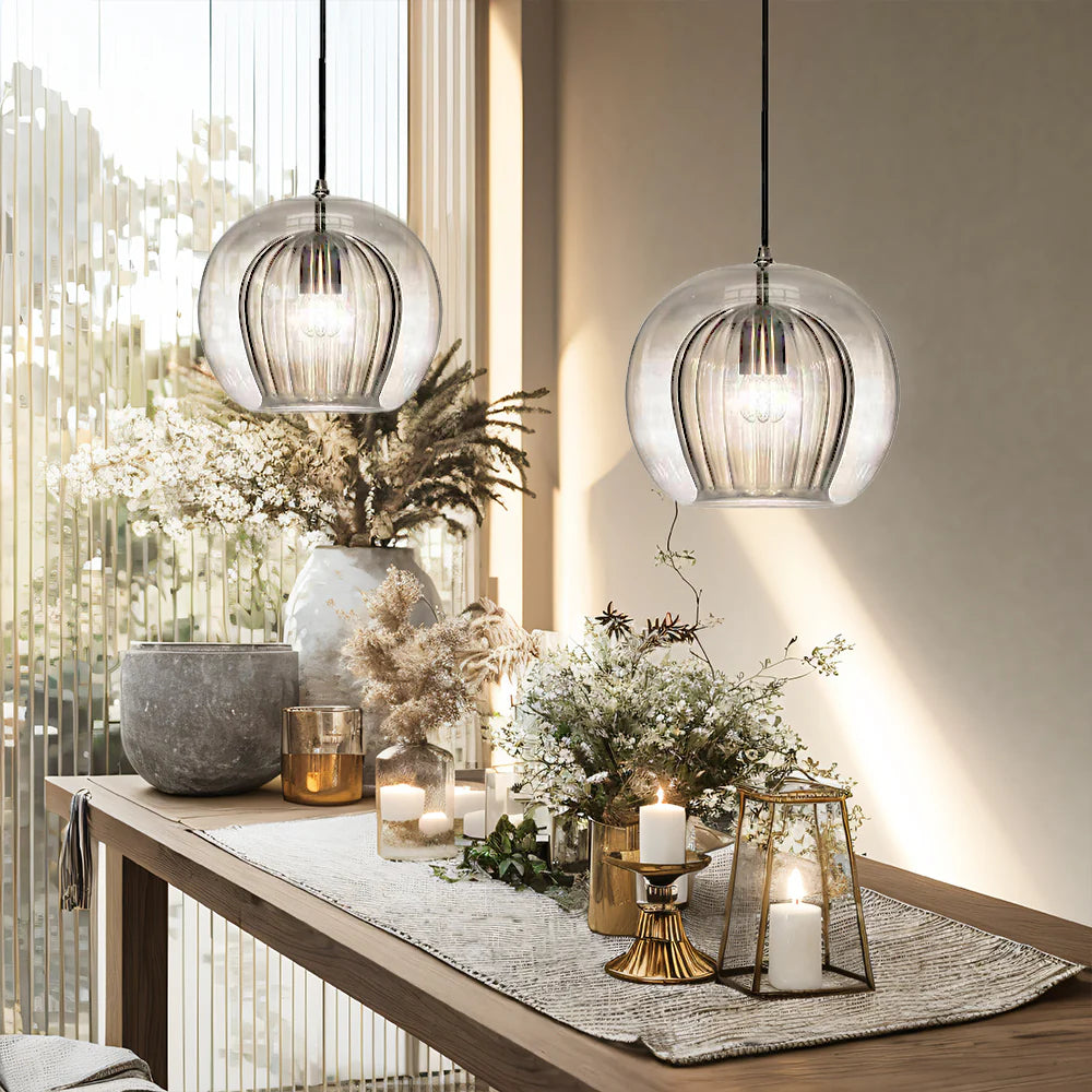 Lampada a Sospensione in Vetro Sferico Chic Moderno
