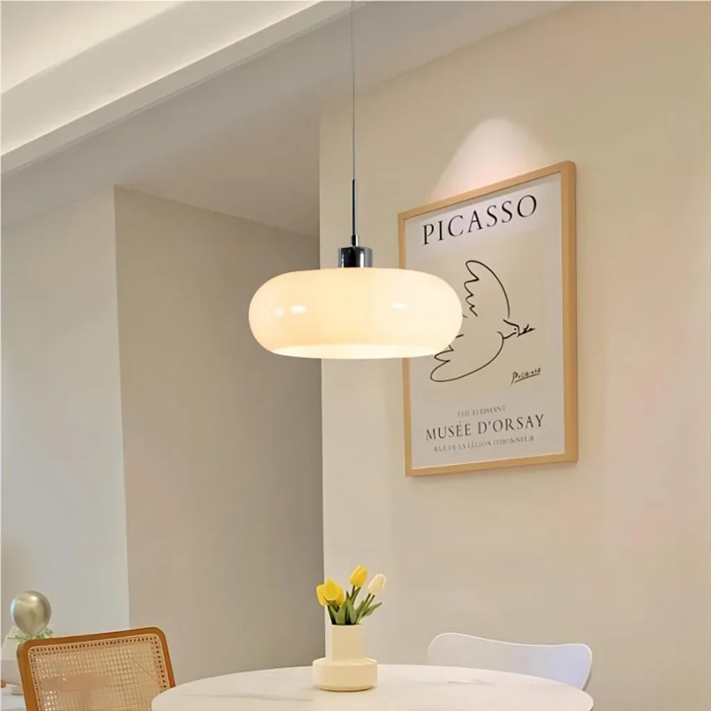 Aurevina | Lampada a sospensione in vetro Bauhaus con paralume in vetro soffiato