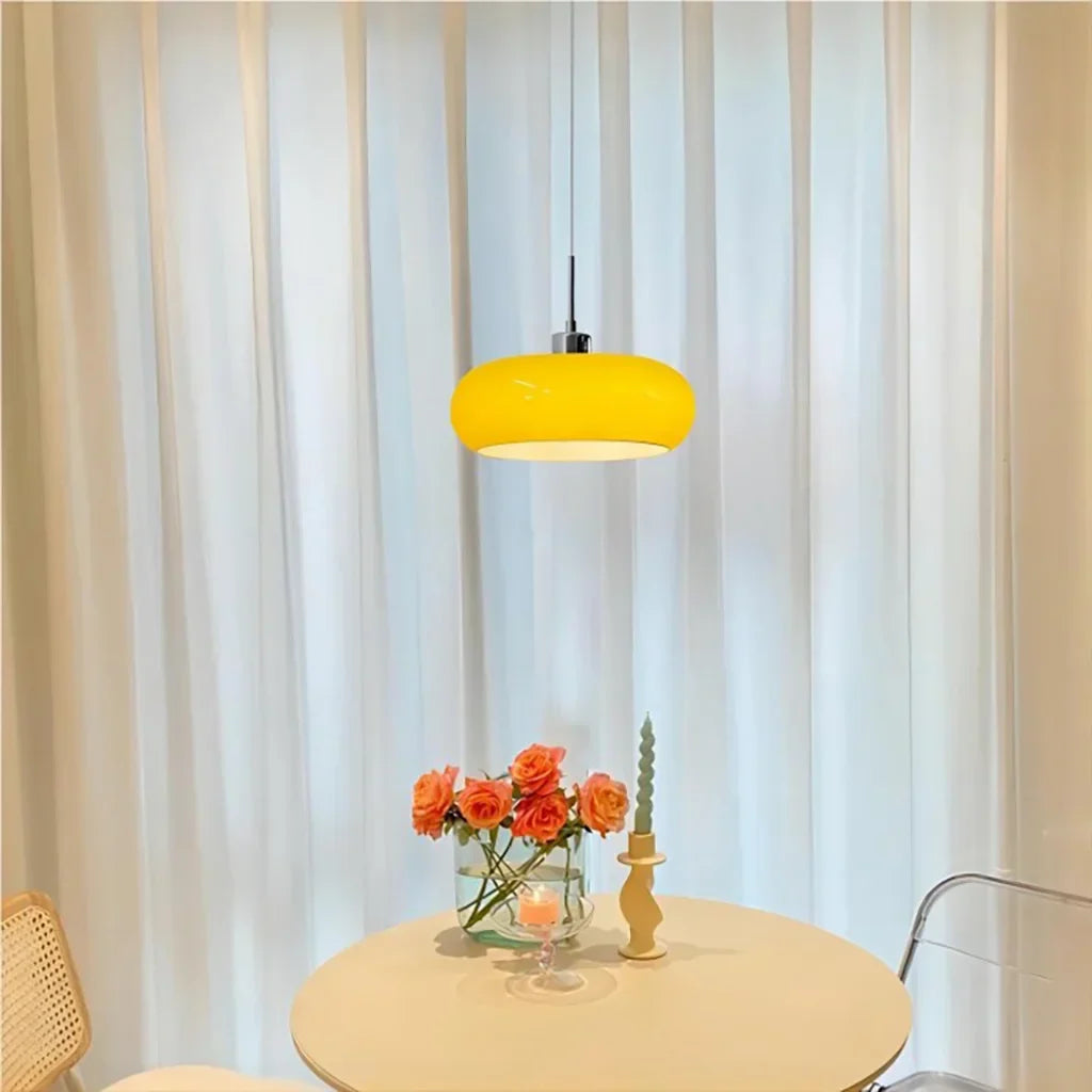Aurevina | Lampada a sospensione in vetro Bauhaus con paralume in vetro soffiato