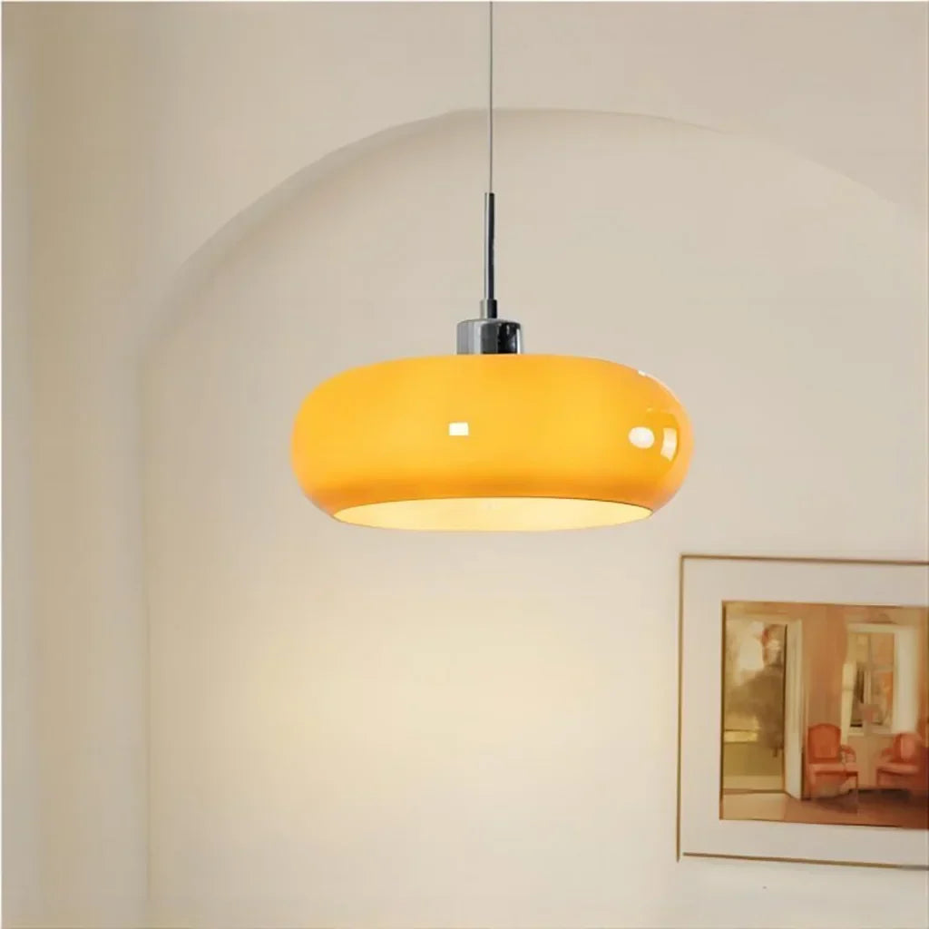 Aurevina | Lampada a sospensione in vetro Bauhaus con paralume in vetro soffiato